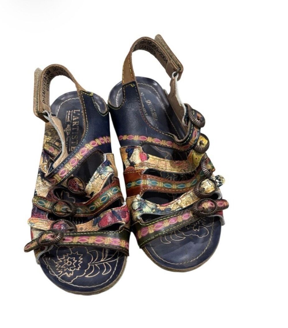 Spring Step Womens EU 36 US 6 L'Artiste Taffyta Butterfly Leather Sandals Boho